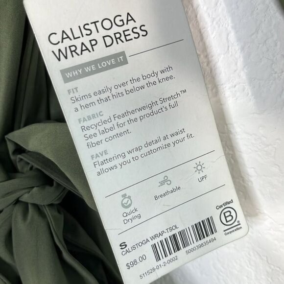 Athleta NWT Calistoga Coverup‎ Wrap Dress Olive Green size Small - Picture 4 of 8